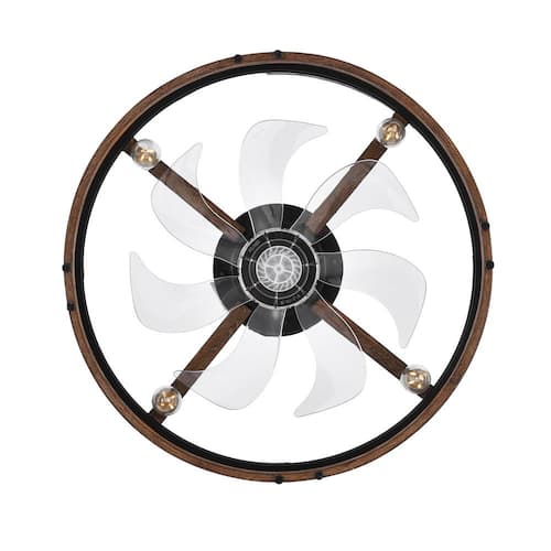 20 in. Indoor LED Black Small Farmhouse Ceiling Fan with Light Bulbs and Remote Control Included Lighting