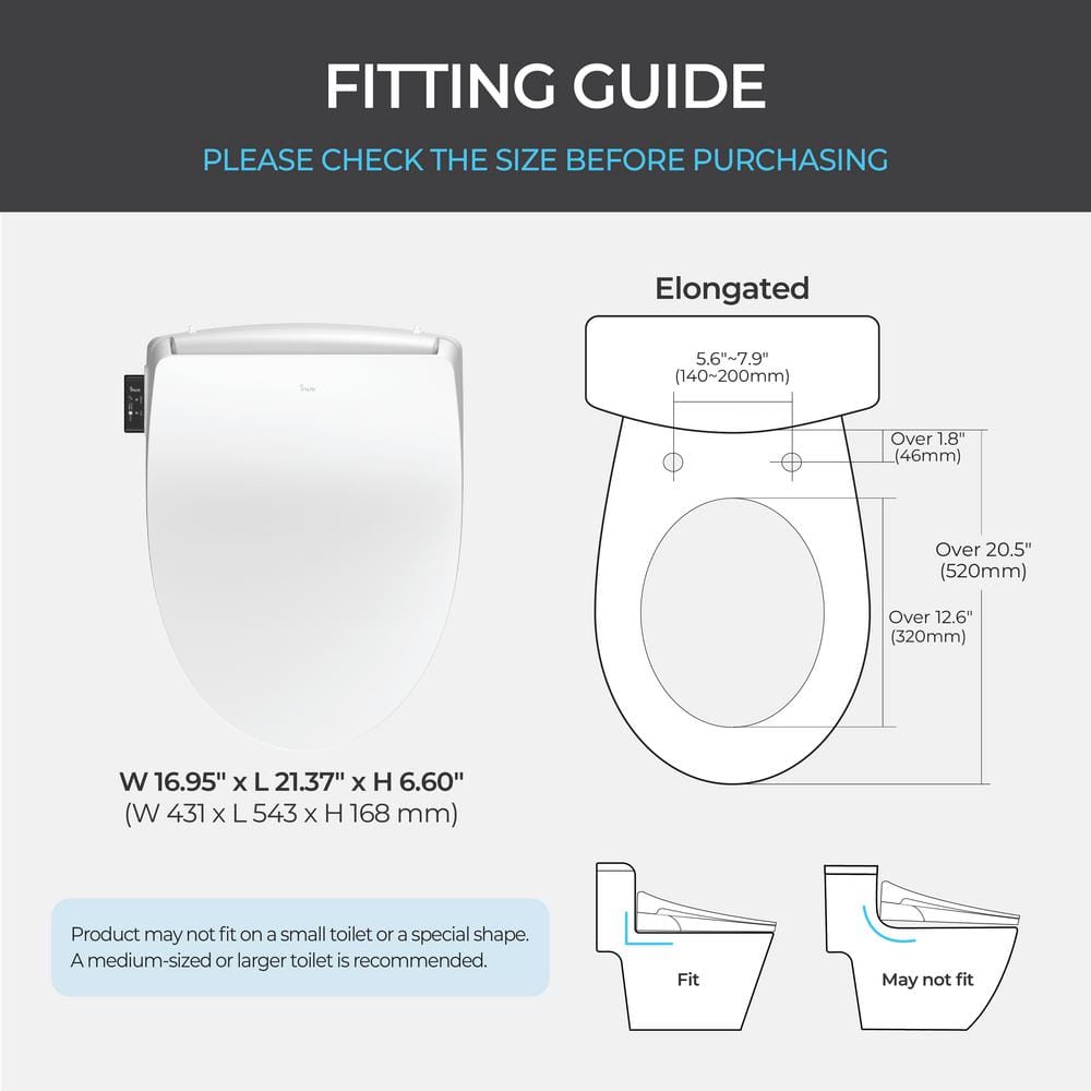 White Electric Bidet Seat with Heated Elongated Design