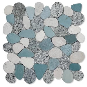 Sliced Pebble Speckled Green 11-1/4 in. x 11-1/4 in. x 9.5 mm Mesh-Mounted Mosaic Tile (9.61 sq. ft./case)