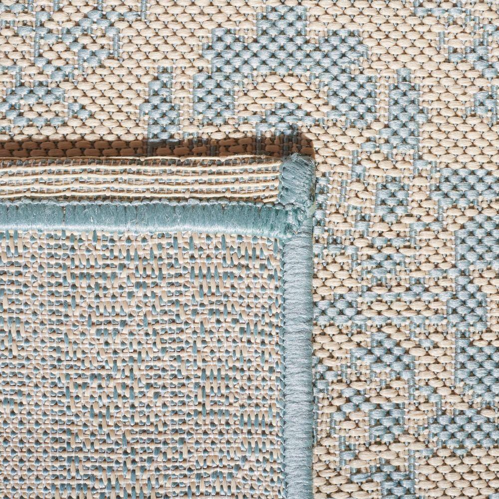 Aqua and Cream Geometric Indoor/Outdoor Rug, 2'2" x 4'