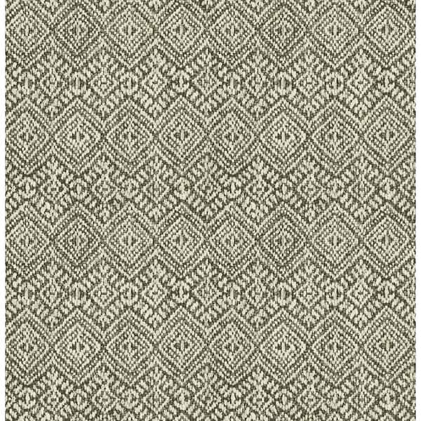 A-Street Prints Gallivant Black Woven Geometric Wallpaper Sample