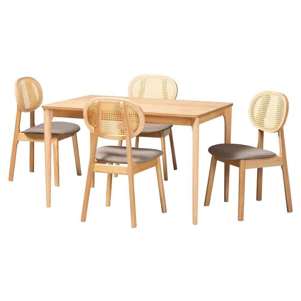 Baxton Studio Darrion 5Piece Grey and Oak Brown Dining Set