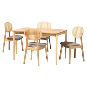 Darrion 5-Piece Grey and Oak Brown Dining Set