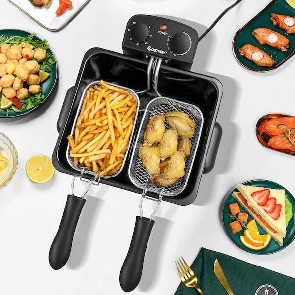 5.3QT/21-Cup Silver Electric Deep Fryer Stainless Steel 1700-Watt Triple Basket