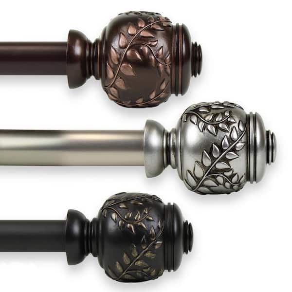 Rod Desyne Frond 1 in. Single Curtain Rod 48 in. - 84 in. in Bronze