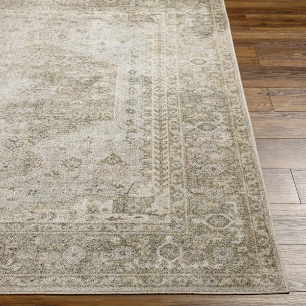 Lillian Light Beige/Light Gray 5 ft. x 7 ft. Indoor Machine-Washable Area Rug