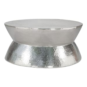Madryn 37.0 in. Silver Round Metal Top Coffee Table