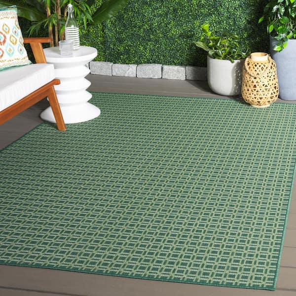 Terrace Dark Green/Light Green 7 ft. x 7 ft. Geometric Jewel Indoor/Outdoor Square Area Rug