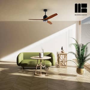 AuraVista 52 in. Indoor Rhode Island Walnut Ceiling Fan with LED Light Bulbs and Remote Control