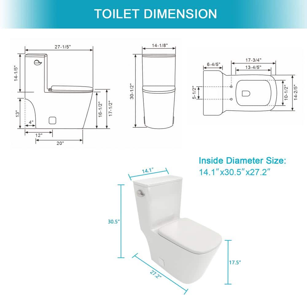 White Ceramic One-Piece Elongated High Efficiency Toilet