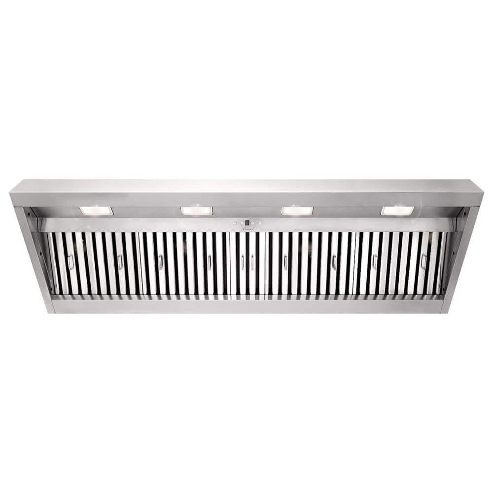60 in. 1200 CFM Ducted Insert Range Hood in Stainless Steel with Dimmable LED Lights 4-Speeds