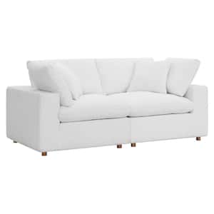 Commix 80 in. W  Down Filled Overstuffed 2 Piece Sectional Sofa Set in Pure White