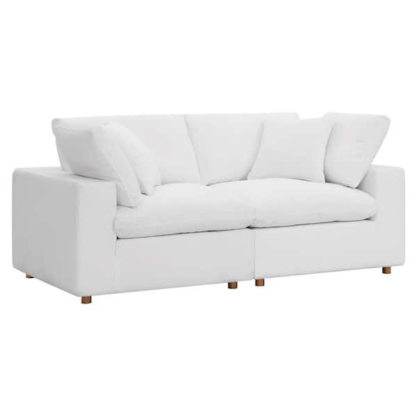 MODWAY Commix 80 in. W  Down Filled Overstuffed 2 Piece Sectional Sofa Set in Pure White