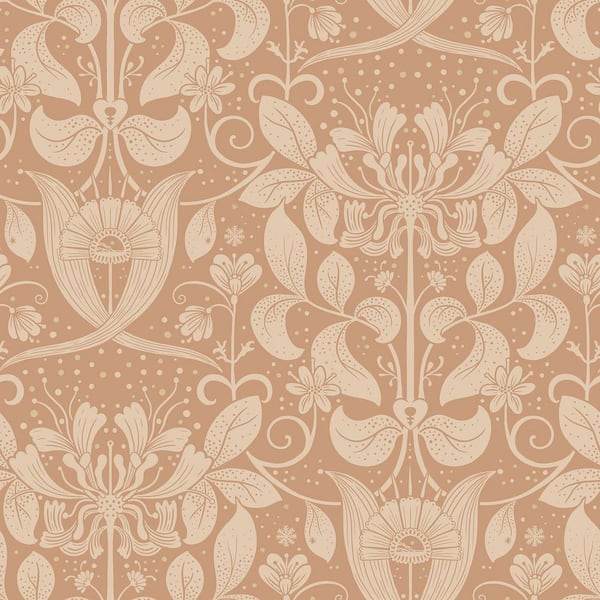 A-Street Prints Berit Pink Floral Crest Paper Matte Non-Pasted Wallpaper Roll
