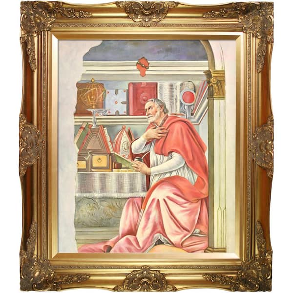 LA PASTICHE St Augustine by Botticelli Framed Abstract Oil Painting 28 in. x 32 in.