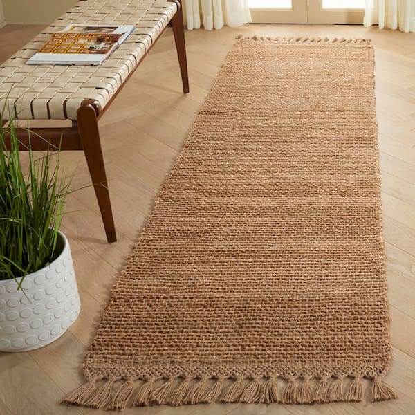 Natural Fiber 2 ft. x 8 ft. Natural Solid Color Runner Rug