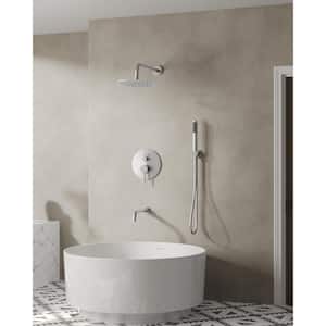 Single-Handle 3-Spray Round Tub and Shower Faucet with in Brushed Nickel (Valve Included)