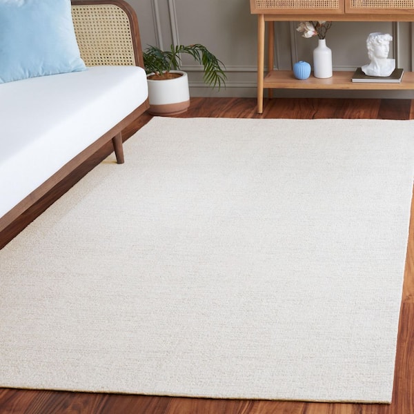 Ebony 6 ft. x 6 ft. Light Gray/Ivory Solid Modern Square Area Rug