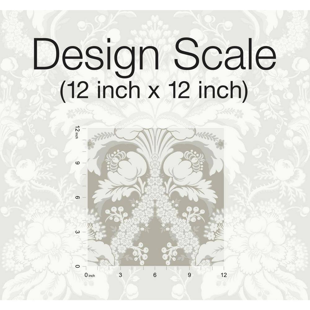Beige Damask Pre-pasted Removable Washable Wallpaper