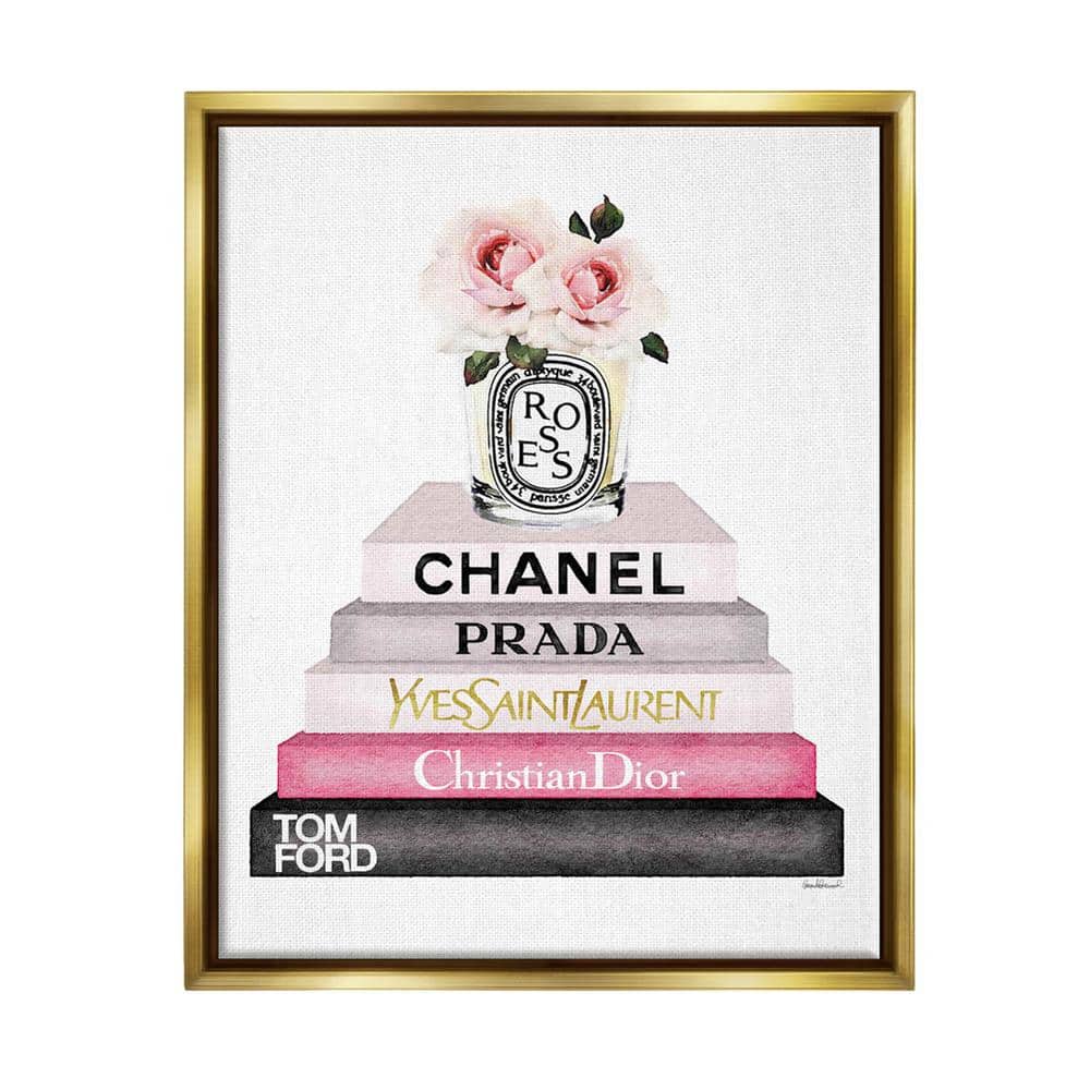 The Stupell Home Decor Collection Book Stack Fashion Candle Pink Rose by  Amanda Greenwood Floater Frame Nature Wall Art Print 17 in. x 21 in.
