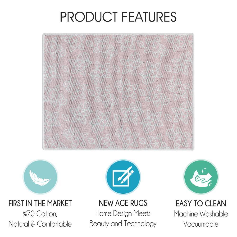 Flower Pink Cotton Polyester Foldable Dish Drying Mat
