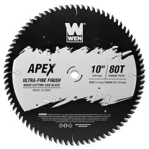 Apex 10 in. 80-Tooth Carbide-Tipped Ultra-Fine-Finish Industrial-Grade Woodworking Saw Blade with Cool-Cut Coating