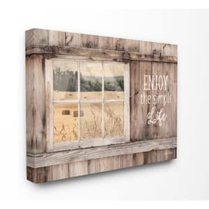 16 in. x 20 in. "Enjoy the Simple Life Rustic Barn Window Distressed Photograph Canvas Wall Art" by Lori Deiter
