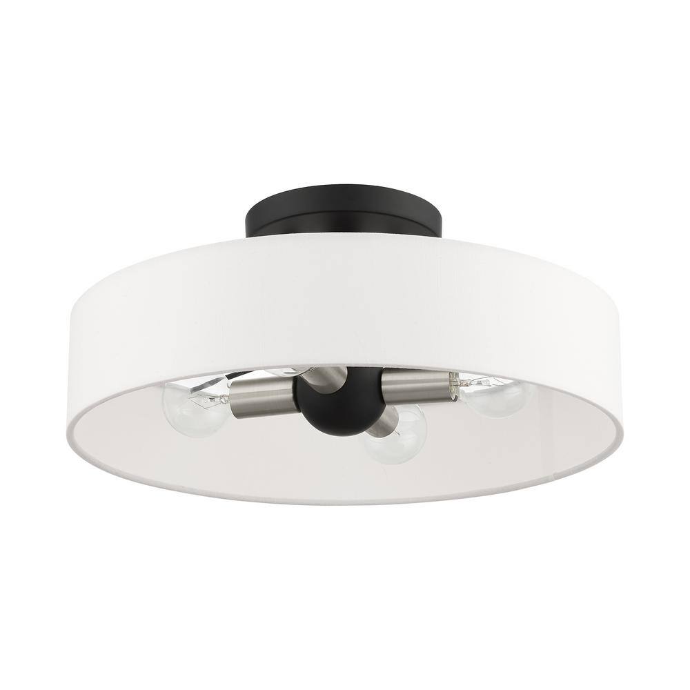Venlo Contemporary 4-Light Drum Semi-Flush Mount in Black/Brushed Nickel