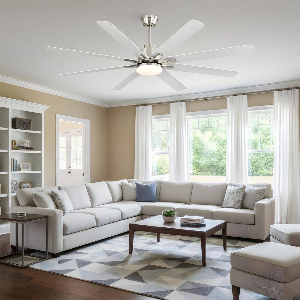 52 in. Integrated LED Indoor Downrod Mount Nickel White Ceiling Fan with Light Kit and Remote/APP Controls price history on PriceWatchPro