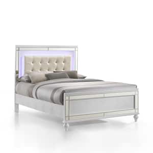 New Classic Furniture Valentino White Wood Frame Full Panel Bed with Lighted Headboard