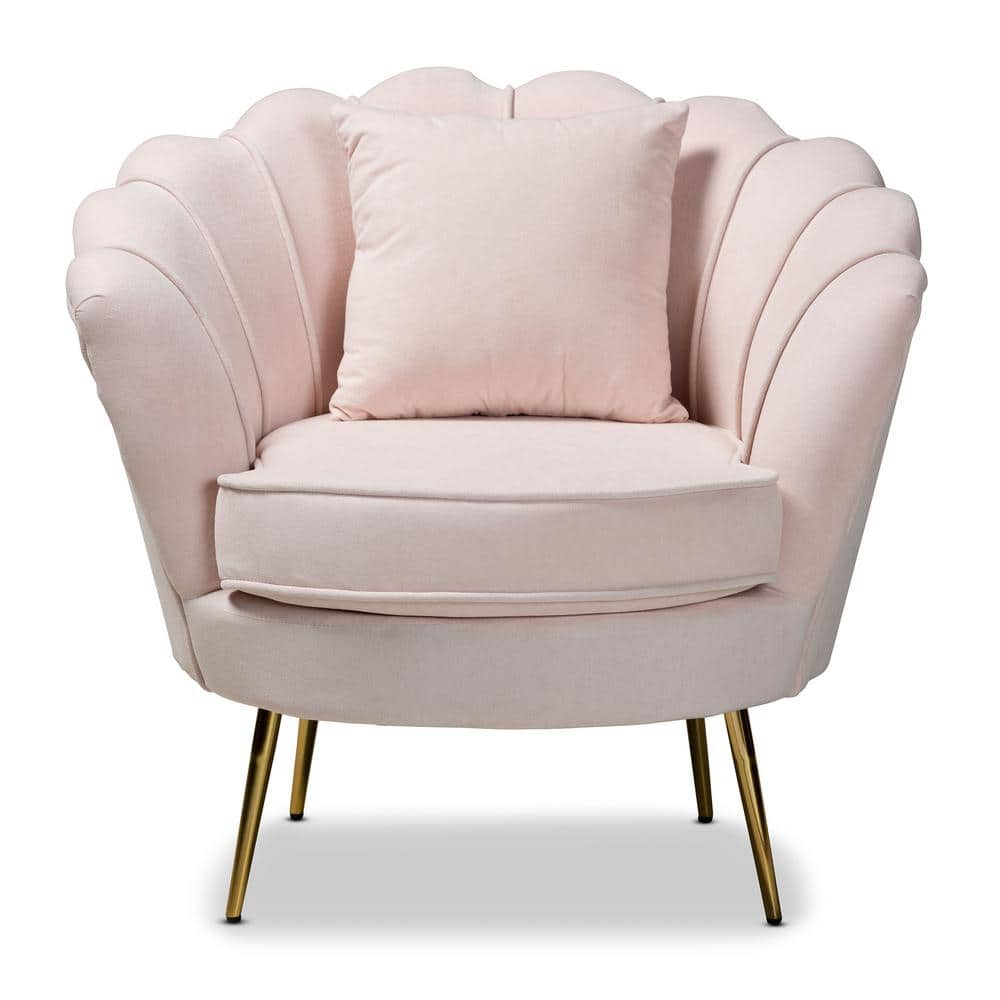 Baxton Studio Garson Blush Pink and Gold Armchair 195 12435 HD