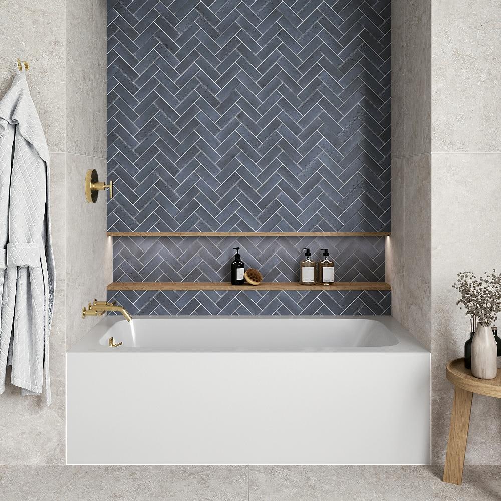 60-Inch Glossy White Acrylic Alcove Bathtub with Polished Brass Drain
