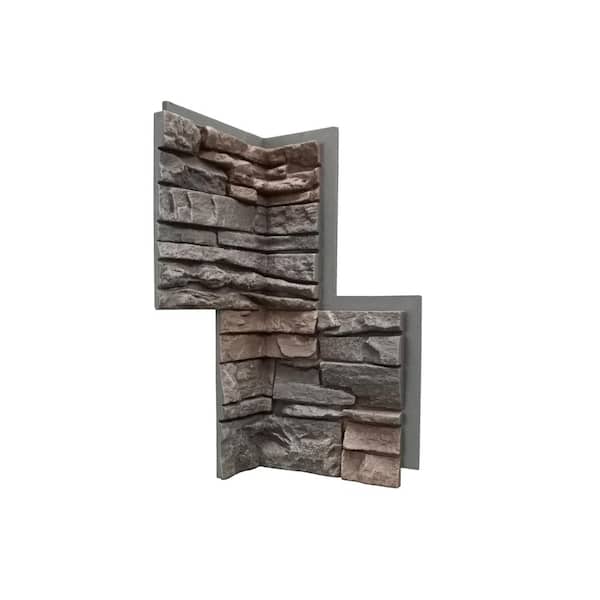 GenStone Stacked Stone Coffee 24 in. x 12 in. Faux Stone Siding Inside Corner Panel