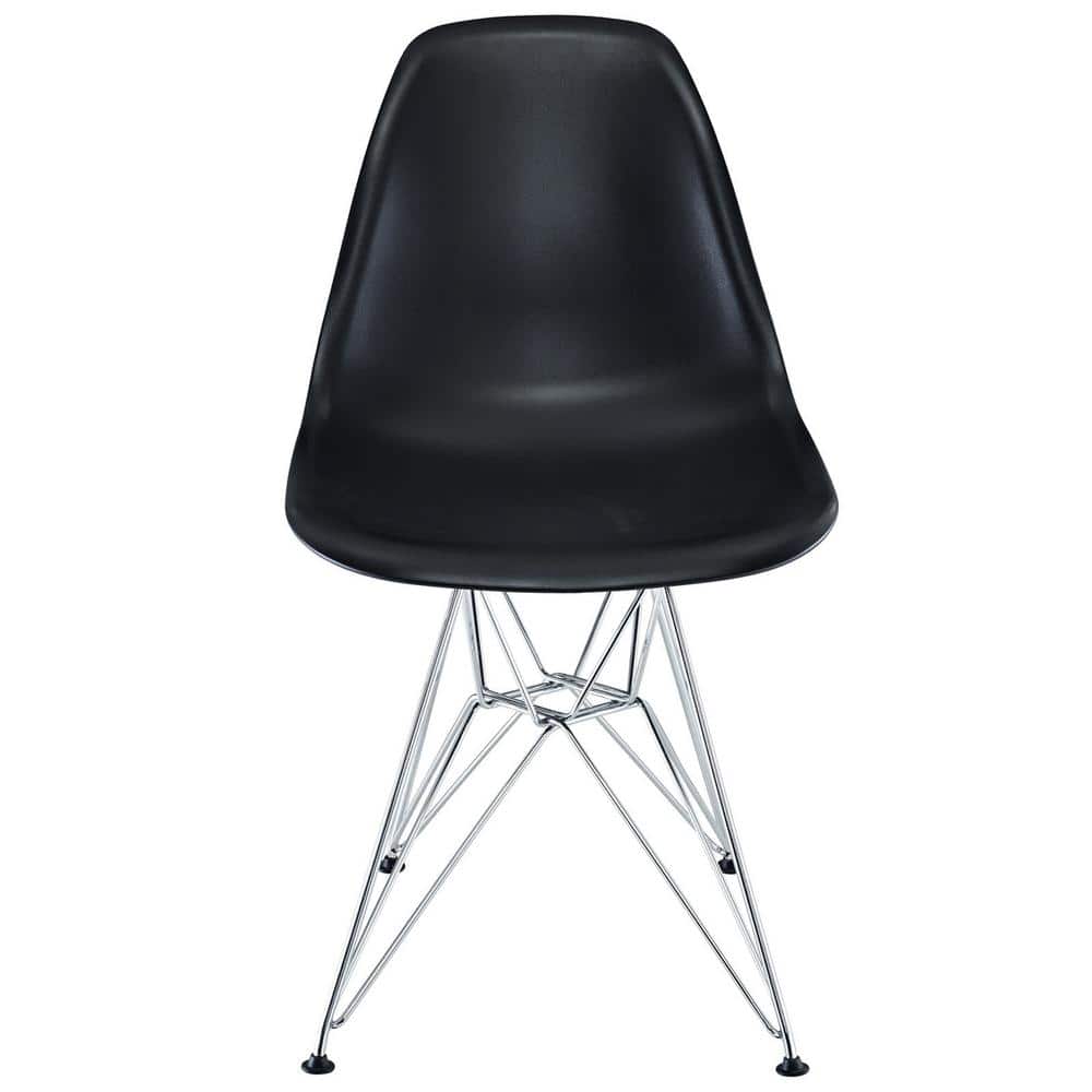 Black Molded Plastic and Steel Modern Dining Side Chair