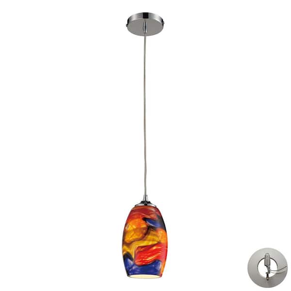 Titan Lighting Stebbins 1-Light Polished Chrome Mini Pendant Light with Glass Shade