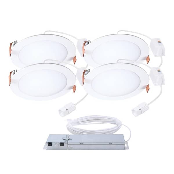 HALO QuickLink Low Voltage, 6 in. Selectable CCT 2700-5000K, 900 Lumens, Recessed Canless LED Starter Kit- 4 pack, Dimmable