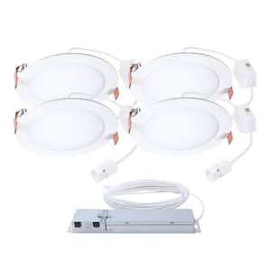QuickLink Low Voltage, 6 in. Selectable CCT 2700-5000K, 900 Lumens, Recessed Canless LED Starter Kit- 4 pack, Dimmable