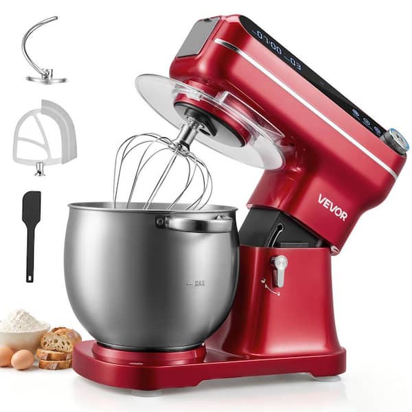 7.4 qt. Tilt Head Stand Mixer 500W Electric Dough Mixer 12-Speeds  Stainless Steel Bowl Splash Guard Metallic Red