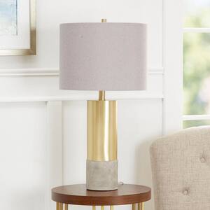 Nicole 24.75 in. Gold Table Lamp with Linen Shade