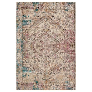 Armeria Multi-Color/Ivory 3 ft. x 4 ft. Medallion Indoor/Outdoor Area Rug