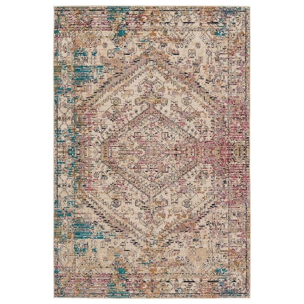 VIBE BY JAIPUR LIVING Armeria Multi-Color/Ivory 3 ft. x 4 ft. Medallion Indoor/Outdoor Area Rug