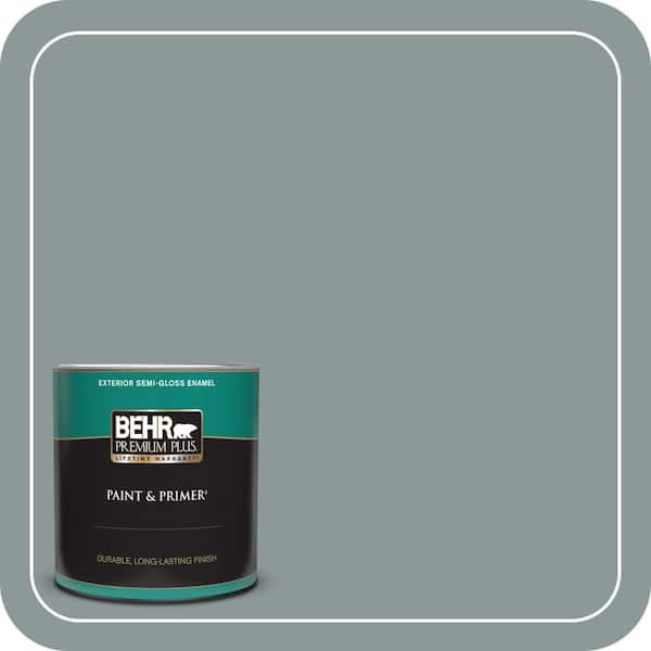 BEHR PREMIUM PLUS 1 qt. #ECC-61-3 Evening Fog Semi-Gloss Enamel Exterior Paint & Primer