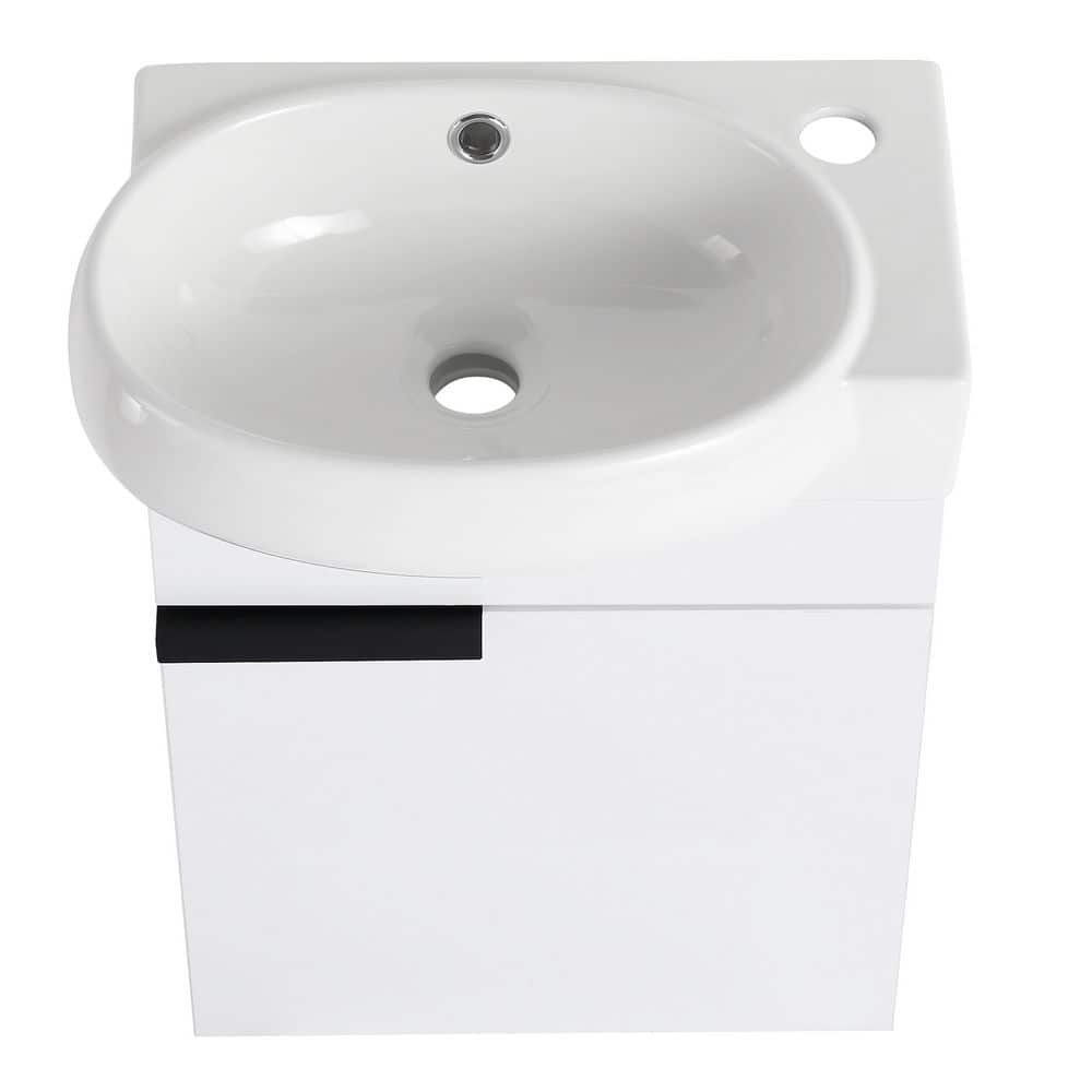 16.80 in. Gloss White Vessel Bathroom Sink and Bathroom Vanity for Small Bathroom price history on PriceWatchPro