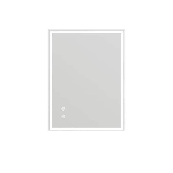 Unbranded White 32 in. W x 24 in. Modern Rectangle LED Wall Mirror with Adjustable Color Temperatures and Anti-Fog for Living Room