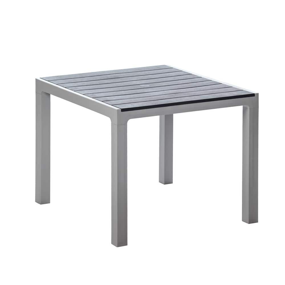 MQ Madeira Gray and Slate Indoor and Outdoor Square Plastic Patio Dining Table 462GRYSLT The