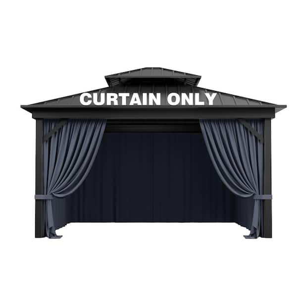 12 ft. x 12 ft. Universal Outdoor Privacy Curtains, Gazebo Curtain Replacement with Zipper Navy (4-Side Curtain Only)