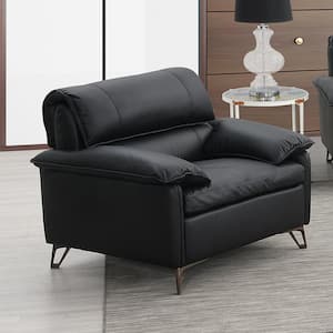 Eilene Black Leather Arm Chair