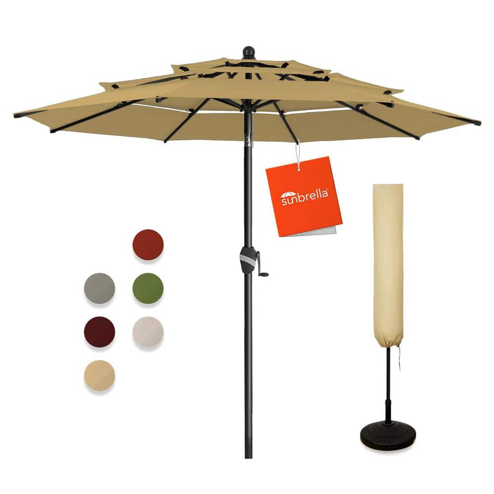 PASAMIC 9 ft. 3 Tiers Aluminum Market Umbrella Outdoor Patio Umbrella ...