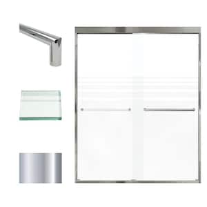 Frederick 59 in. W x 76 in. H Sliding Semi-Frameless Shower Door in Polished Chrome with Frosted Glass