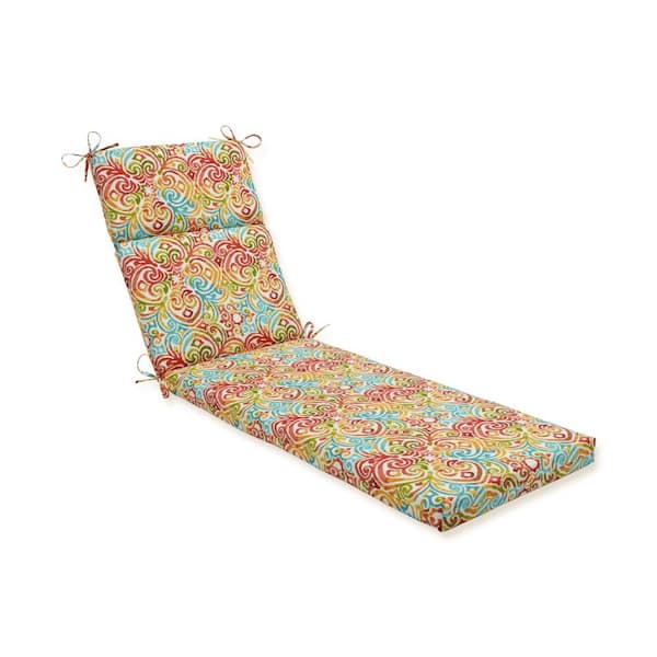 Pillow Perfect 21 x 28.5 Outdoor Chaise Lounge Cushion in Blue/Green Dapple